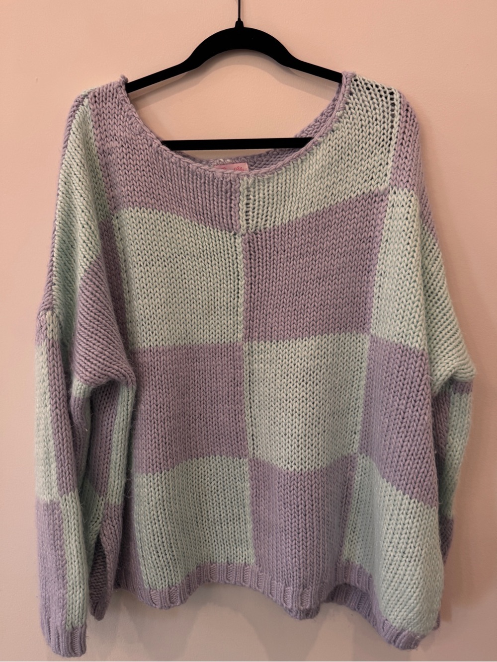 Pink Lily Lavender & Mint Colorblock Chunky Knit Sweater